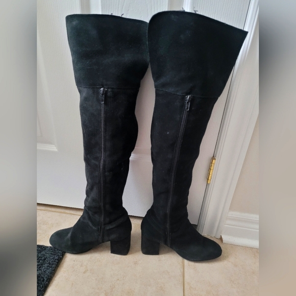 Zara TRF Chunky Heeled OTK Boots - Picture 8 of 12